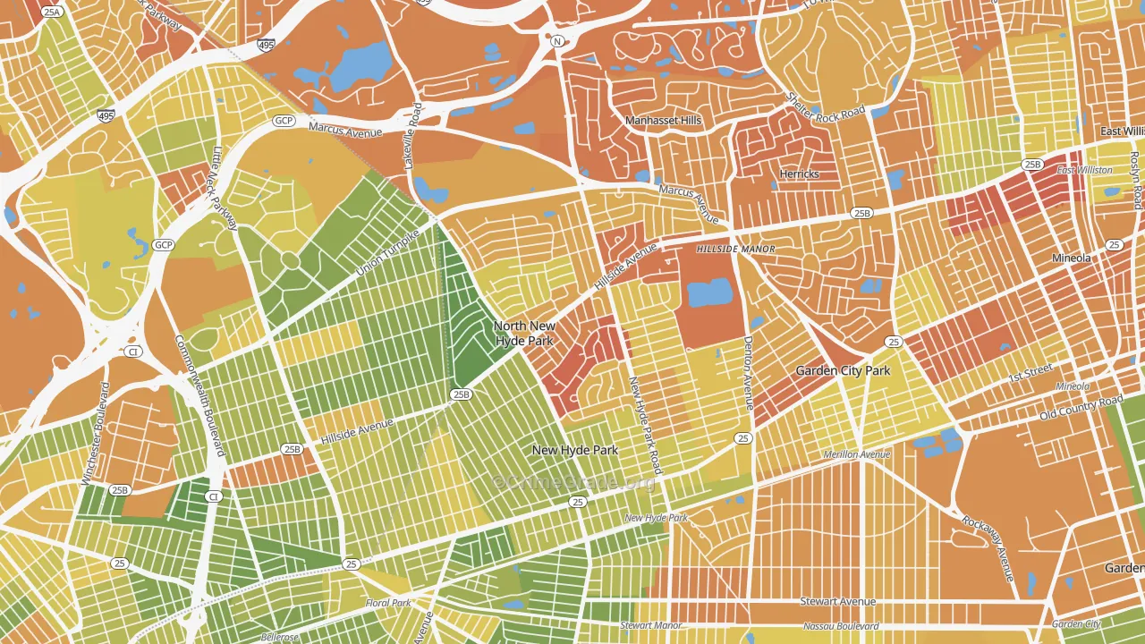 North New Hyde Park, NY Map of Drug-Related Crime Rates