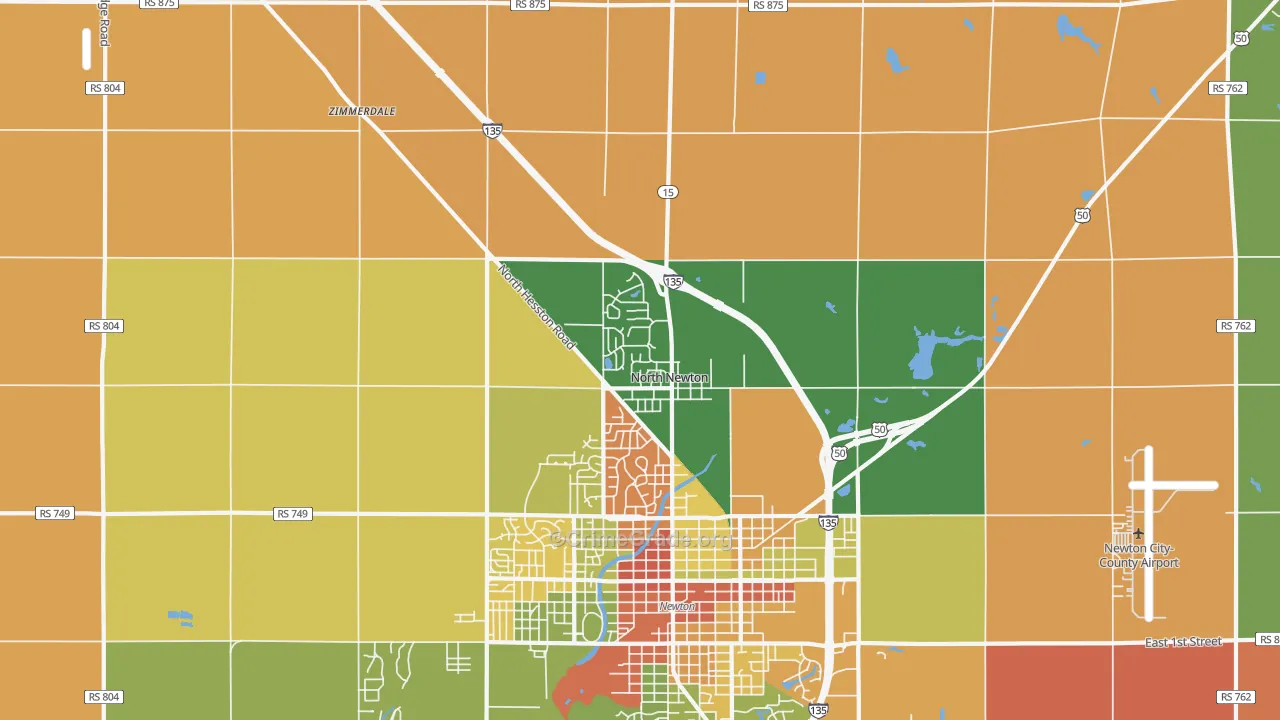 North Newton, KS Map of Drug-Related Crime Rates