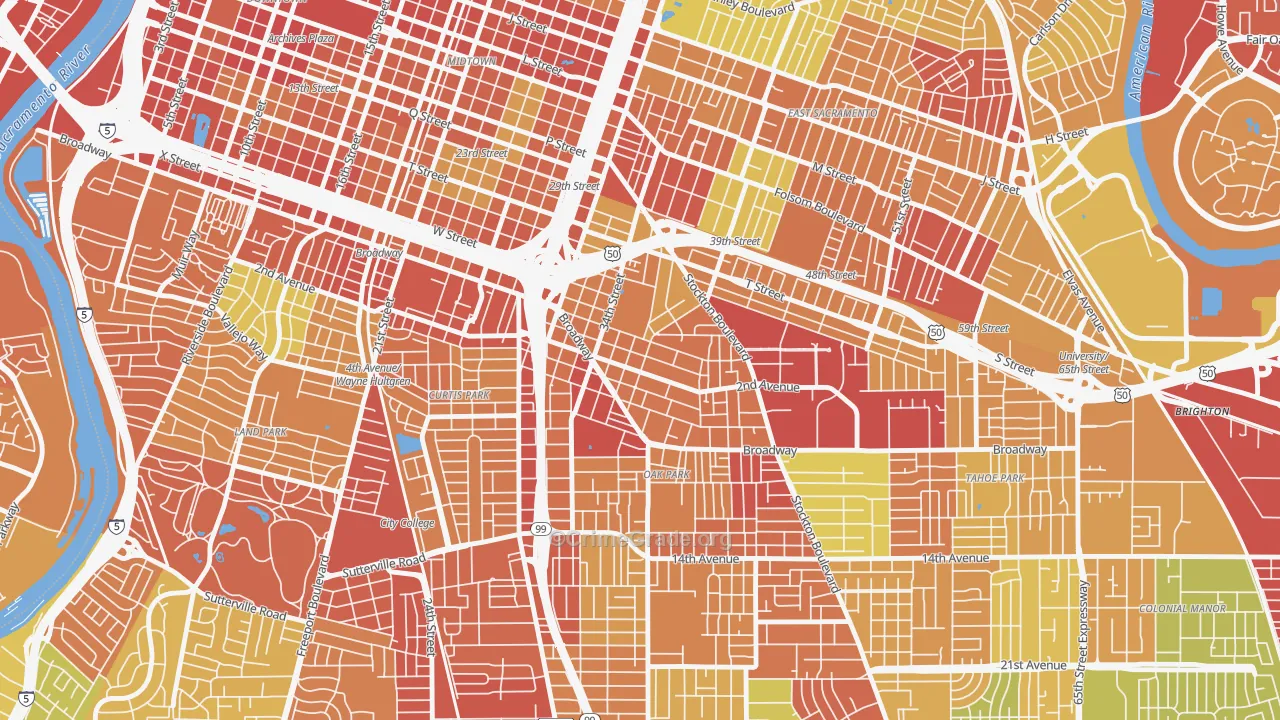North Oak Park, Sacramento, CA Map of Drug-Related Crime Rates