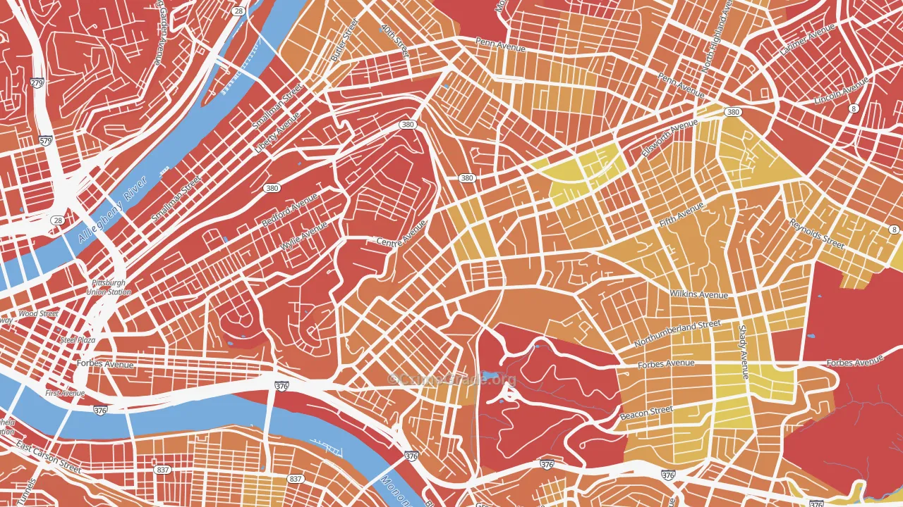 North Oakland, Pittsburgh, PA Map of Drug-Related Crime Rates