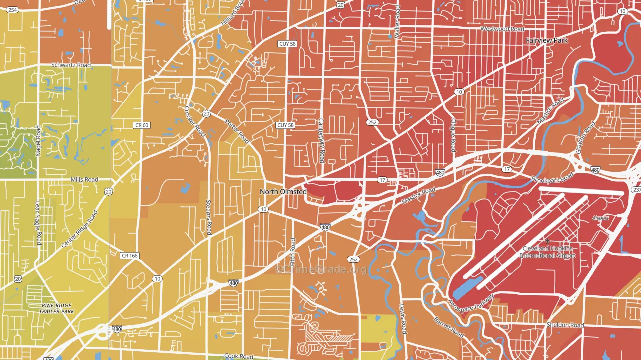 North Olmsted, OH Map of Drug-Related Crime Rates