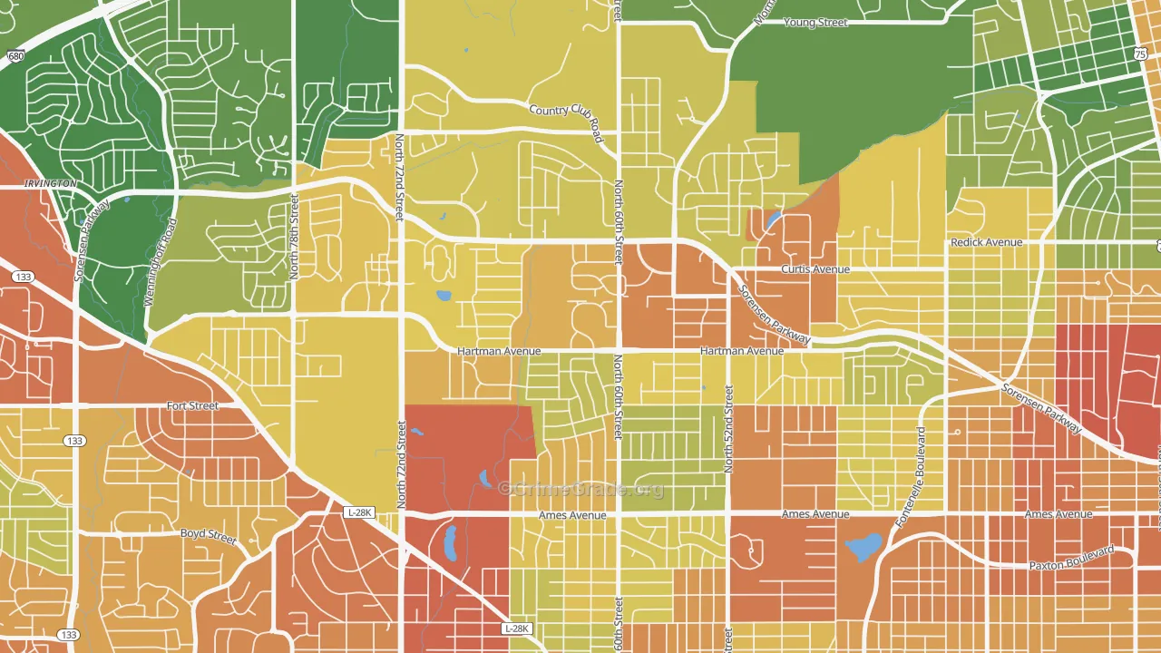 North Omaha, Omaha, NE Map of Drug-Related Crime Rates