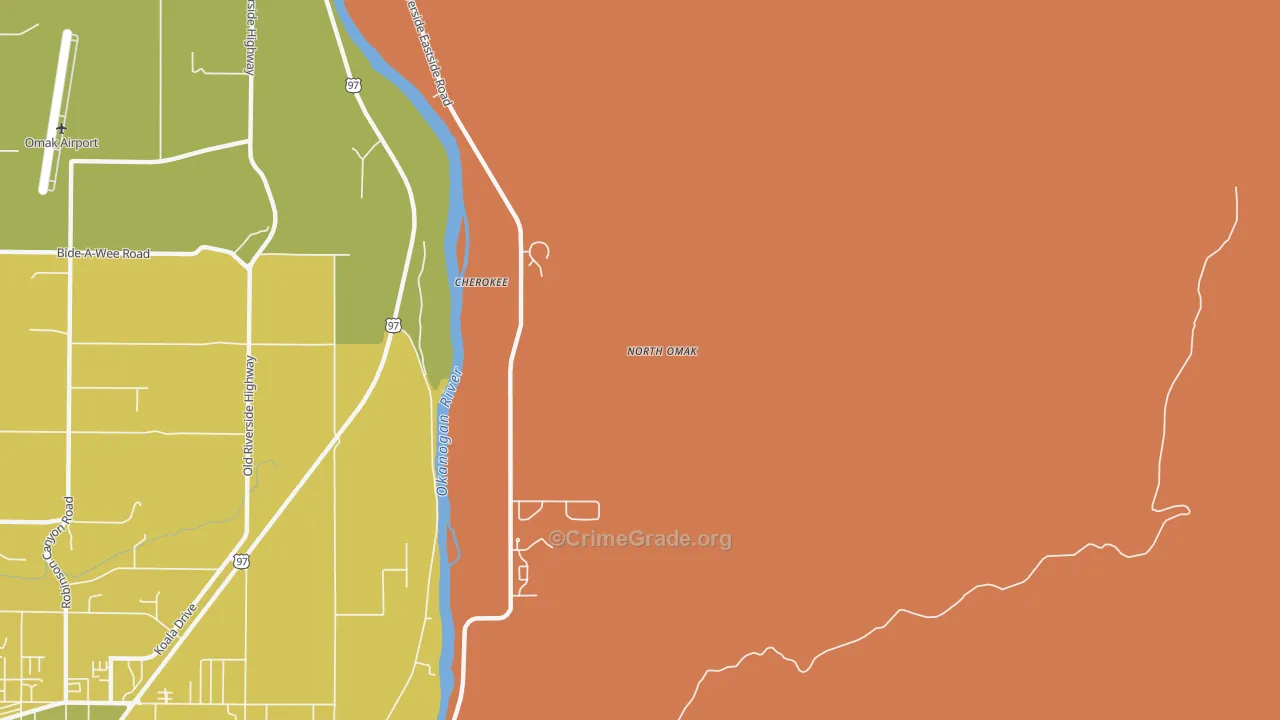 North Omak, WA Map of Drug-Related Crime Rates