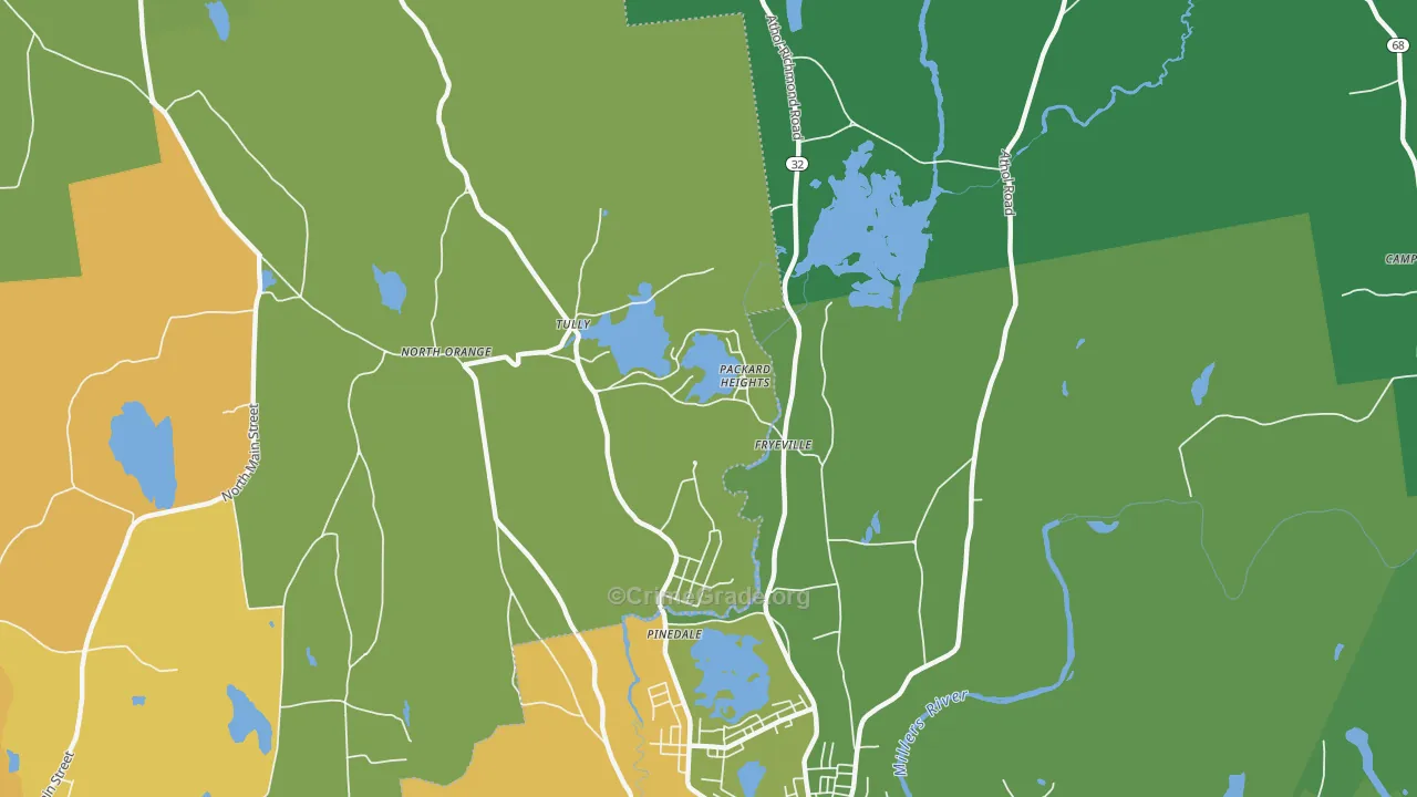 North Orange, MA Map of Drug-Related Crime Rates