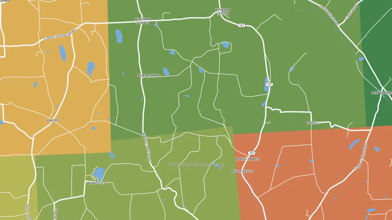 North Orwell, PA Map of Drug-Related Crime Rates