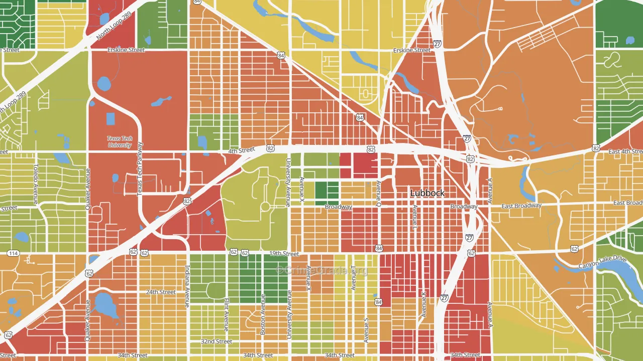 North Overton, Lubbock, TX Map of Drug-Related Crime Rates