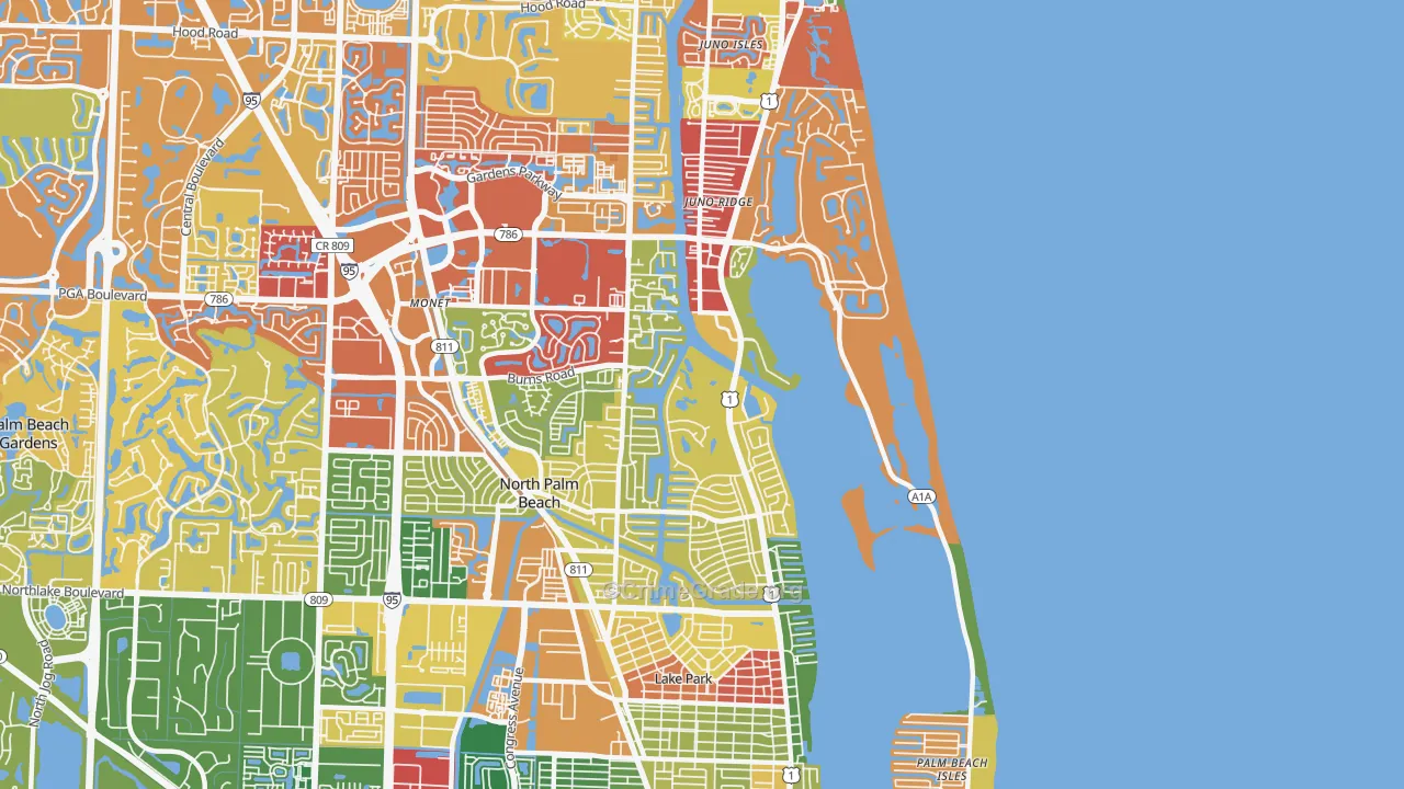 North Palm Beach, FL Map of Drug-Related Crime Rates