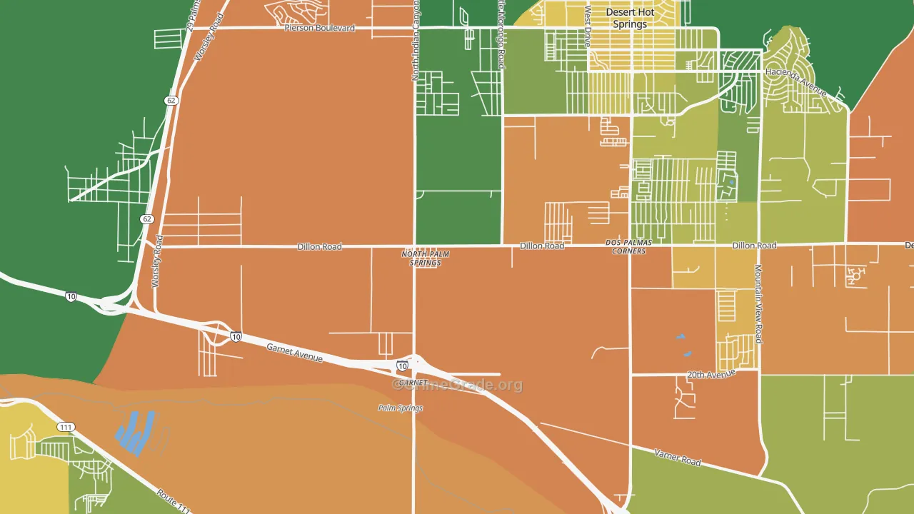 North Palm Springs, CA Map of Drug-Related Crime Rates