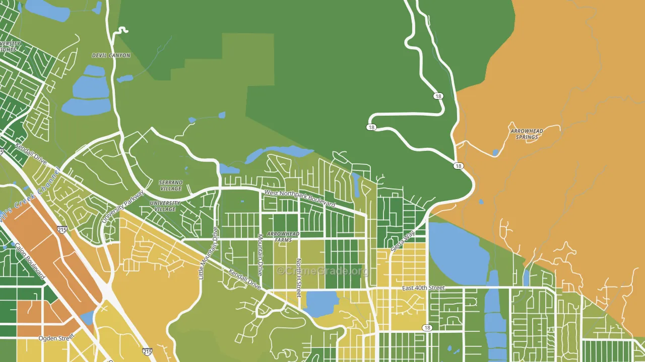 North Park Riverside, San Bernardino, CA Map of Drug-Related Crime Rates