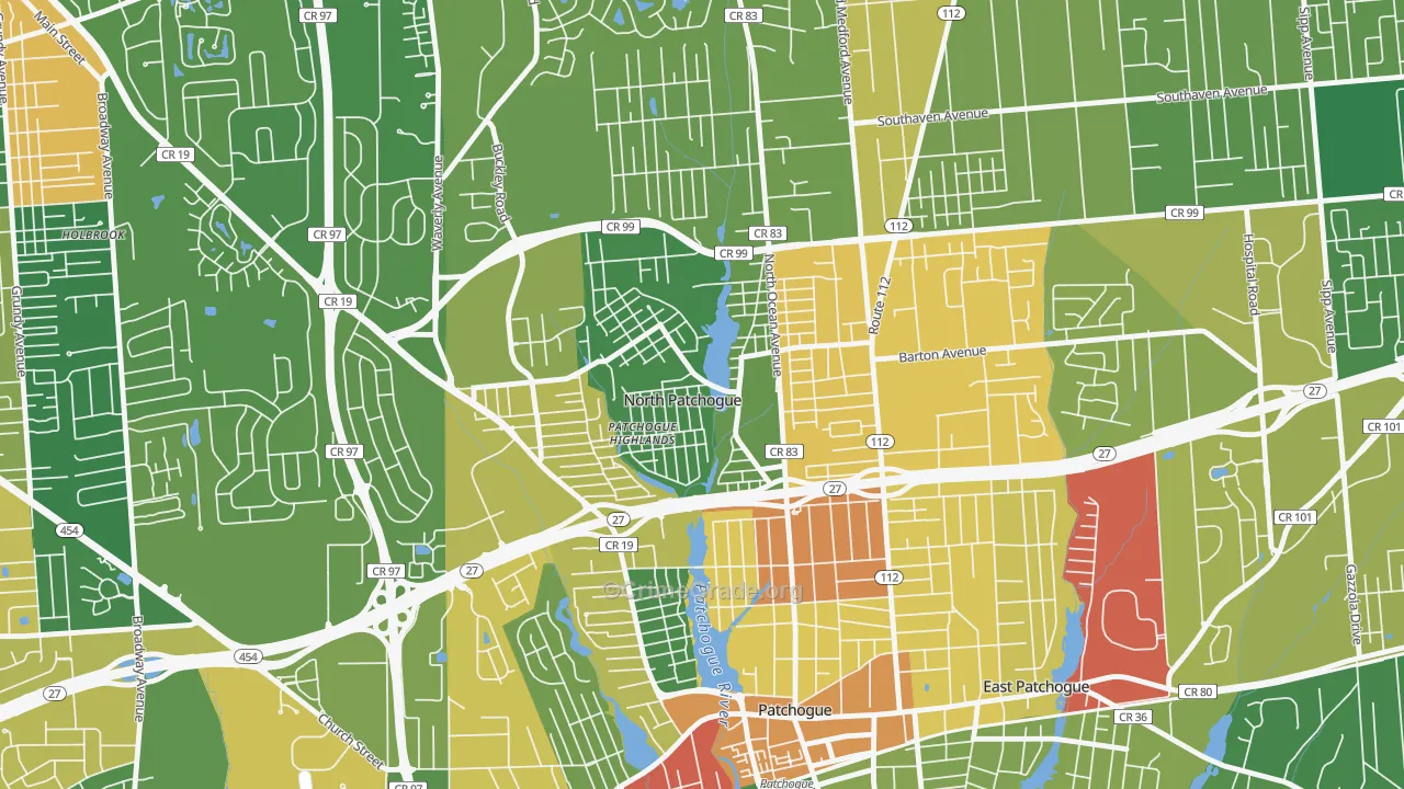 North Patchogue, NY Map of Drug-Related Crime Rates