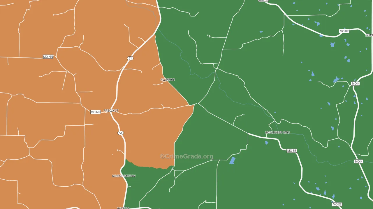 North Patton, MO Map of Drug-Related Crime Rates