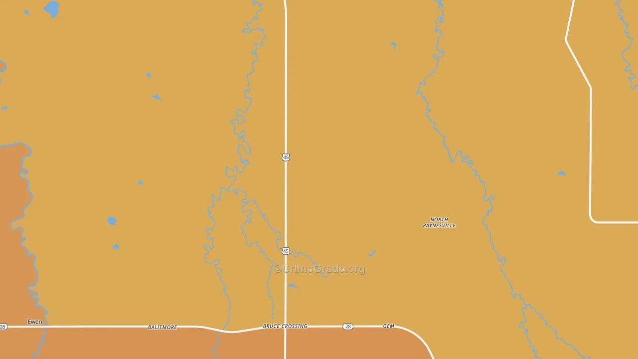 North Paynesville, MI Map of Drug-Related Crime Rates