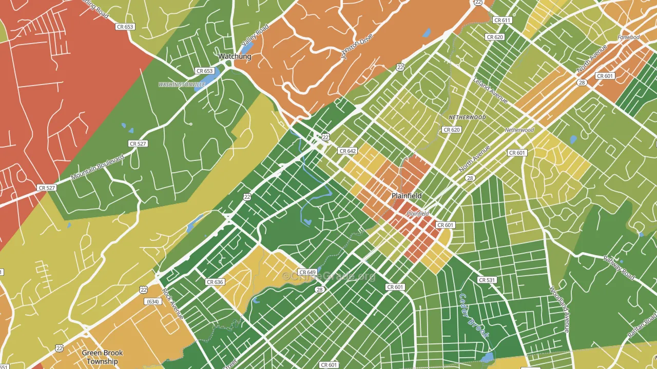 North Plainfield, NJ Map of Drug-Related Crime Rates