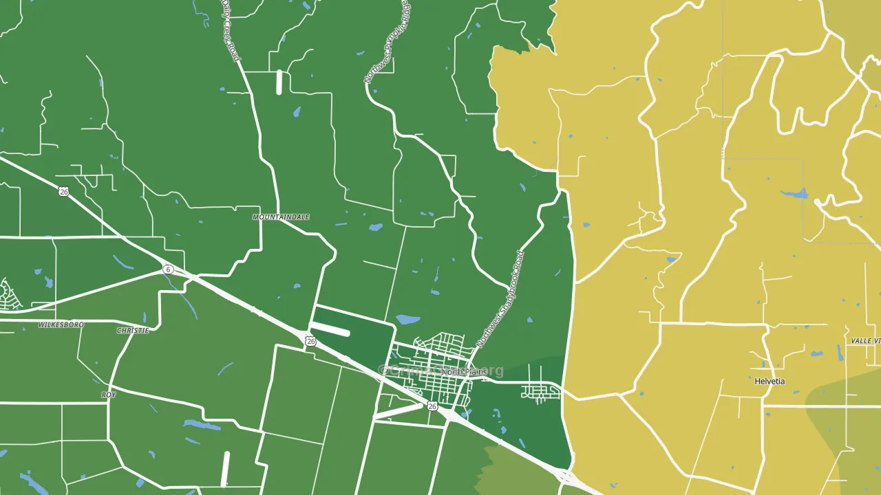North Plains, OR Map of Drug-Related Crime Rates