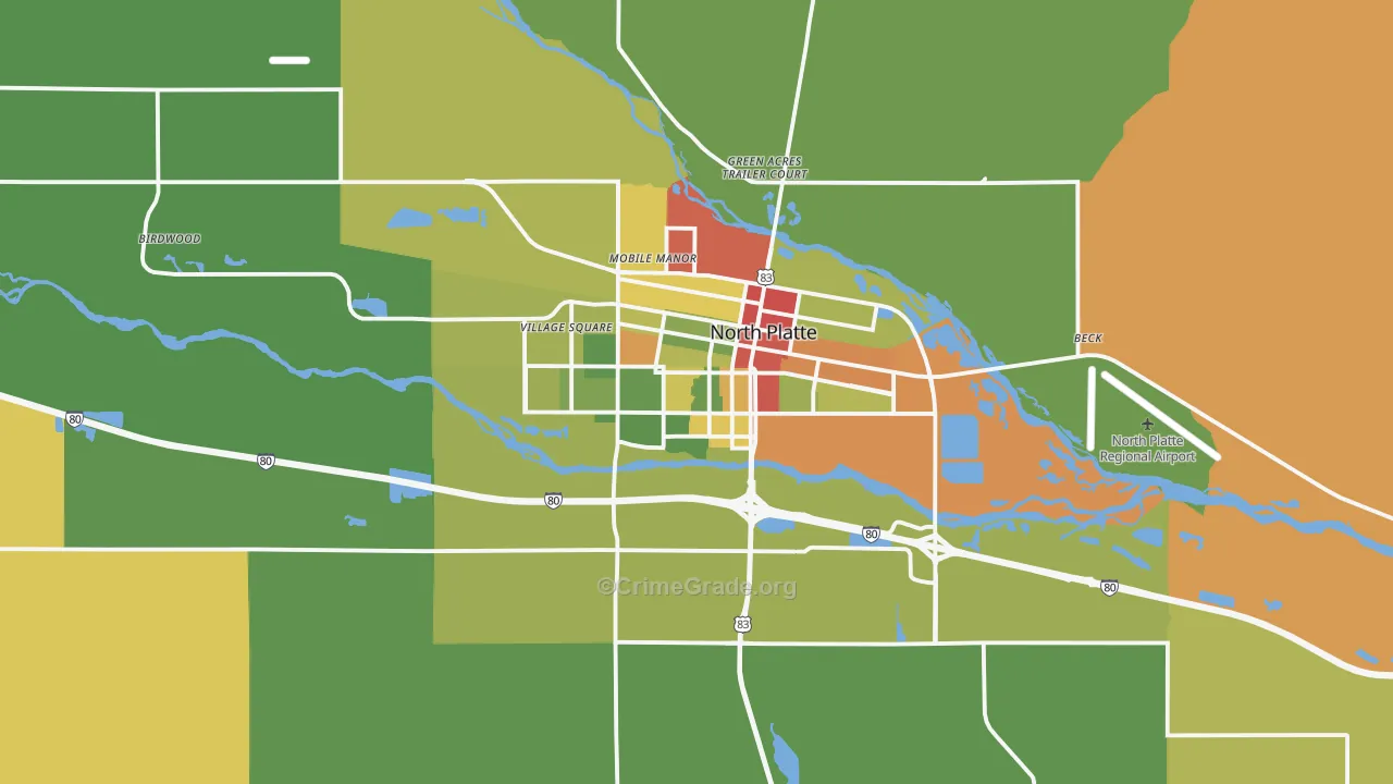 North Platte, NE Map of Drug-Related Crime Rates