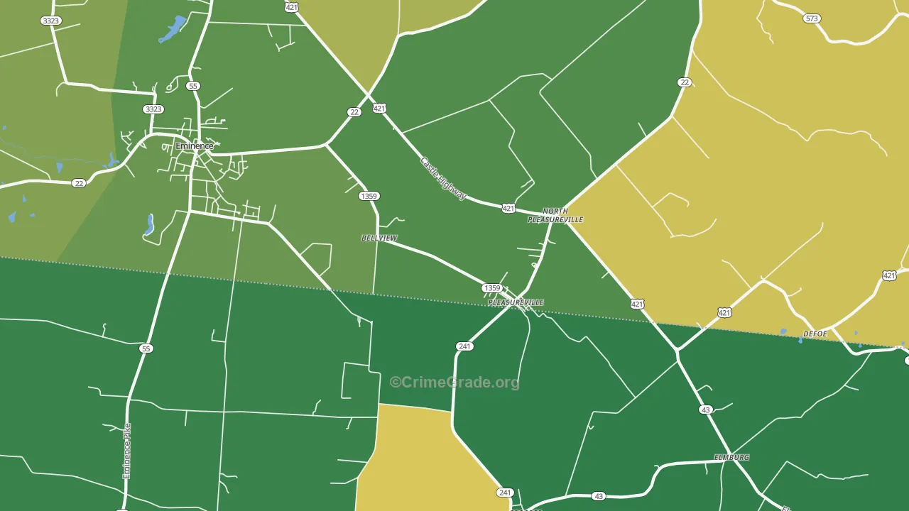 North Pleasureville, KY Map of Drug-Related Crime Rates