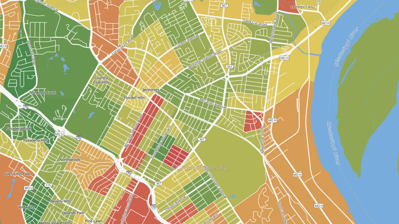 North Pointe, St. Louis, MO Map of Drug-Related Crime Rates