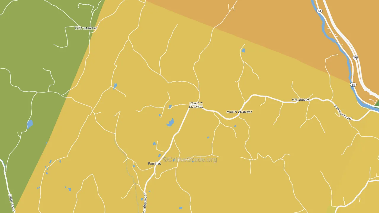 North Pomfret, VT Map of Drug-Related Crime Rates