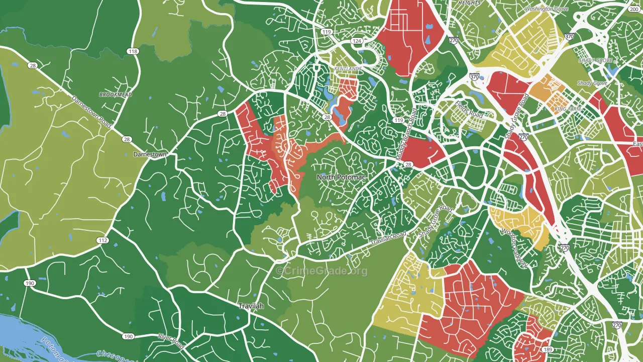 North Potomac, MD Map of Drug-Related Crime Rates