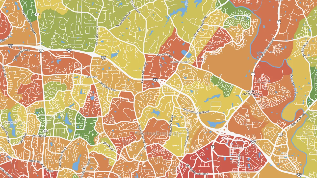 North, Raleigh, NC Map of Drug-Related Crime Rates