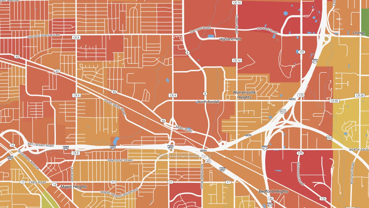 North Randall, OH Map of Drug-Related Crime Rates
