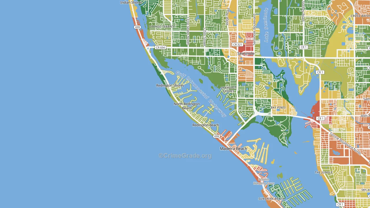 North Redington Beach, FL Map of Drug-Related Crime Rates