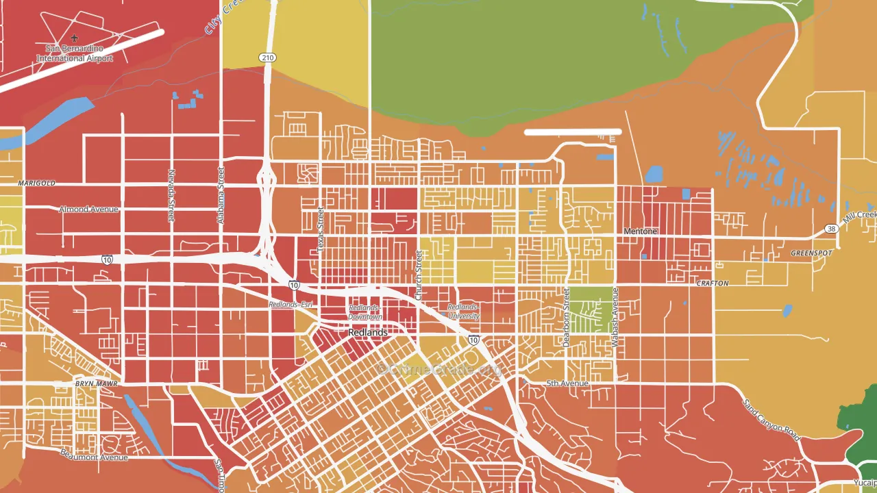 North Redlands, Redlands, CA Map of Drug-Related Crime Rates