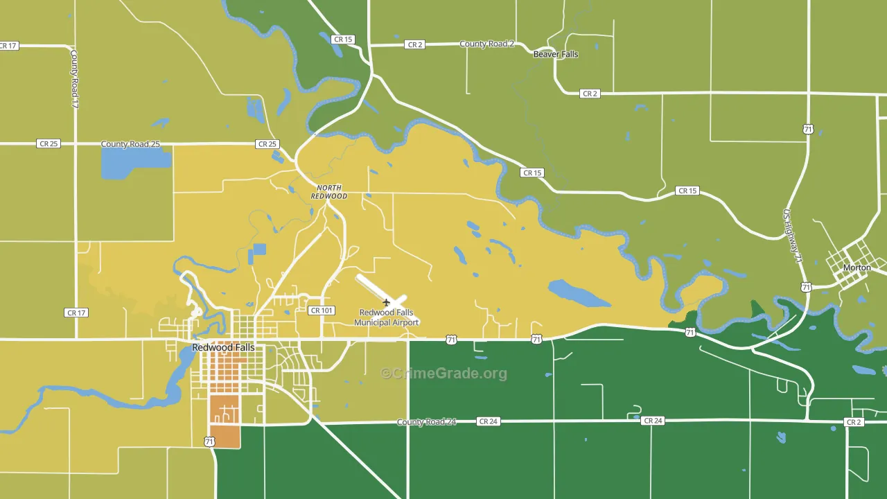 North Redwood, MN Map of Drug-Related Crime Rates