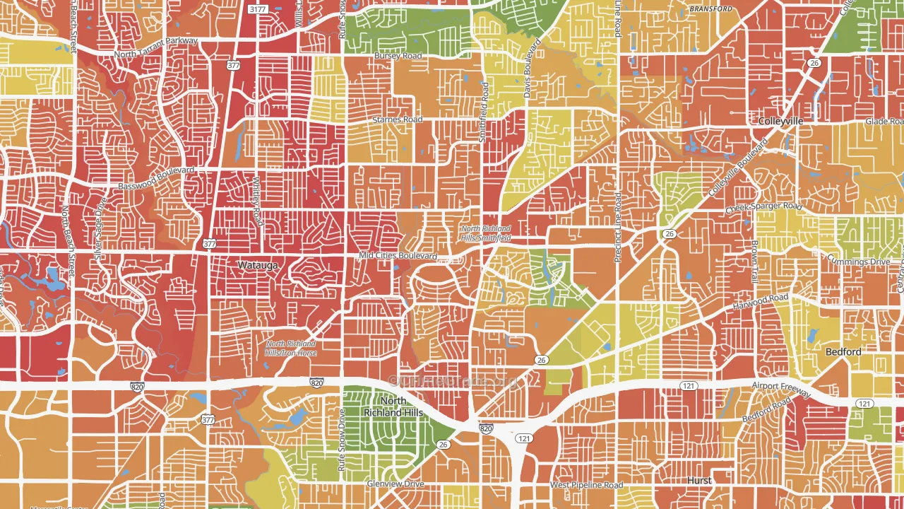 North Richland Hills, TX Map of Drug-Related Crime Rates