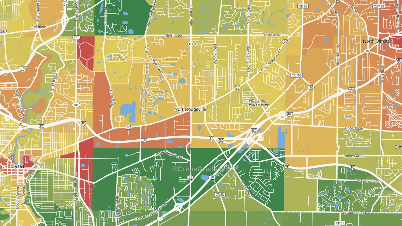 North Ridgeville, OH Map of Drug-Related Crime Rates