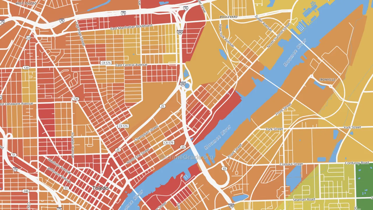 North River, Toledo, OH Map of Drug-Related Crime Rates