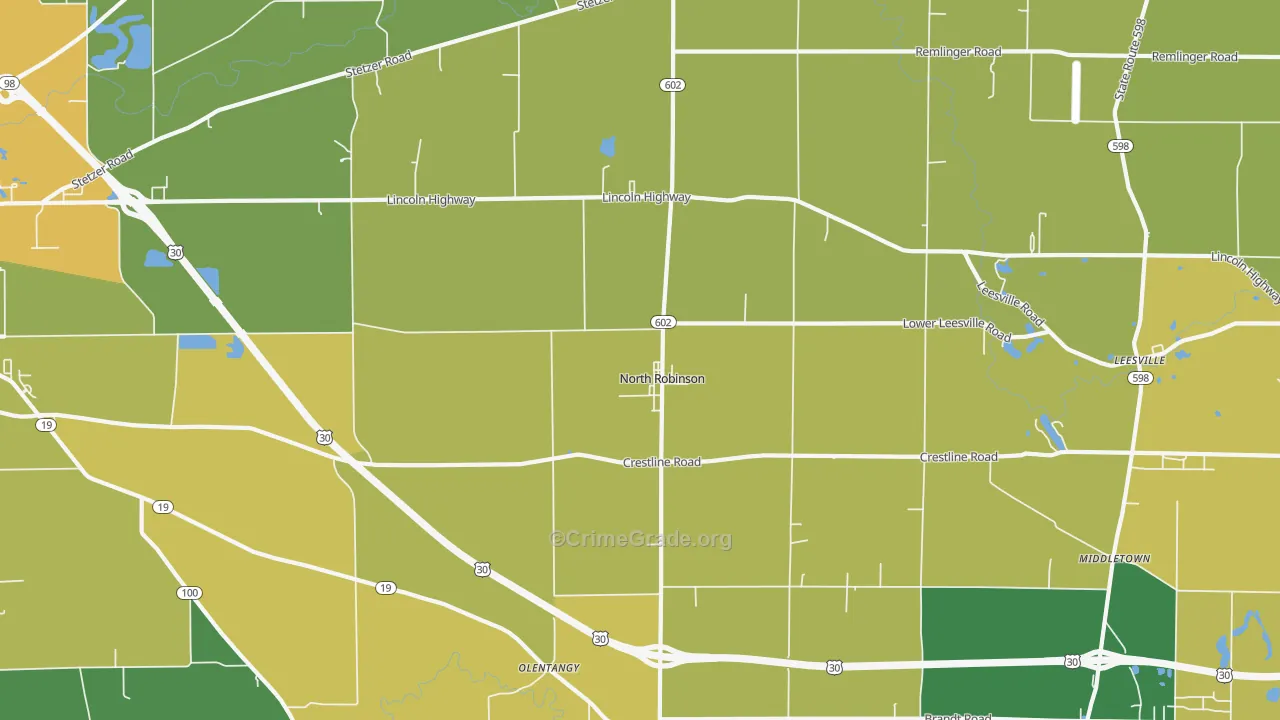 North Robinson, OH Map of Drug-Related Crime Rates