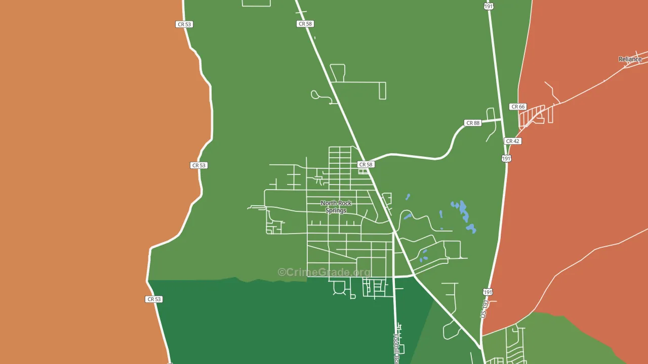 North Rock Springs, WY Map of Drug-Related Crime Rates