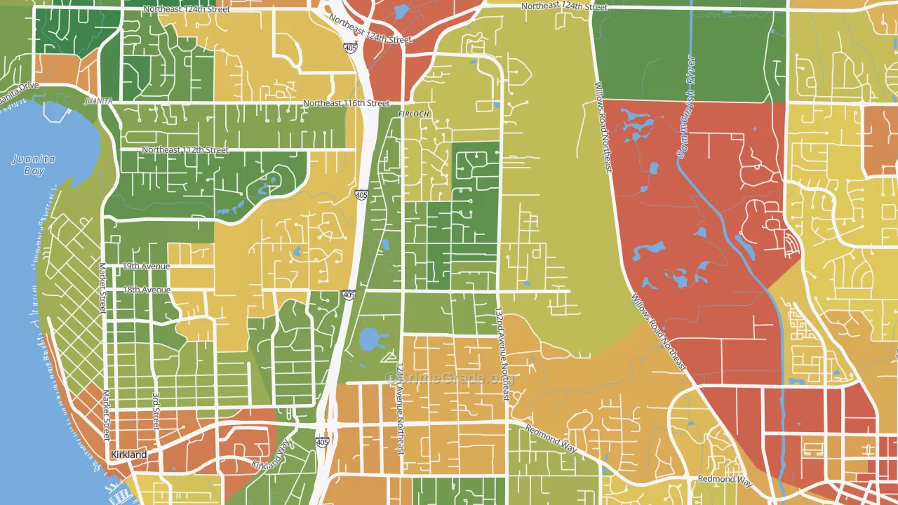 North Rose Hill, Kirkland, WA Map of Drug-Related Crime Rates