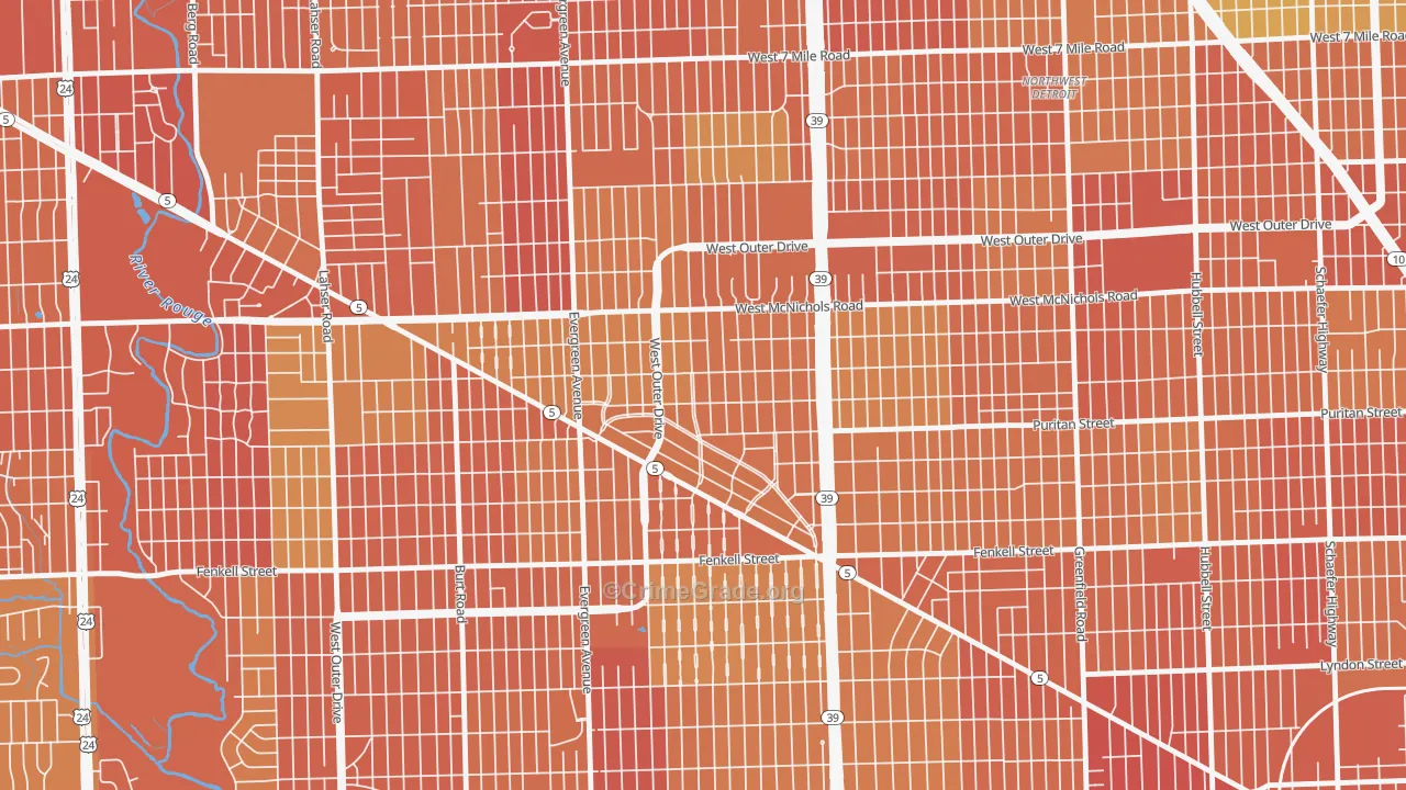 North Rosedale Park, Detroit, MI Map of Drug-Related Crime Rates