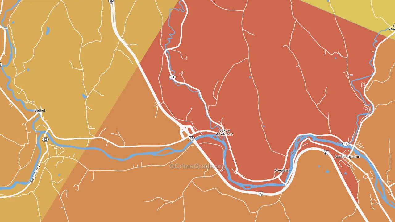 North Royalton, VT Map of Drug-Related Crime Rates