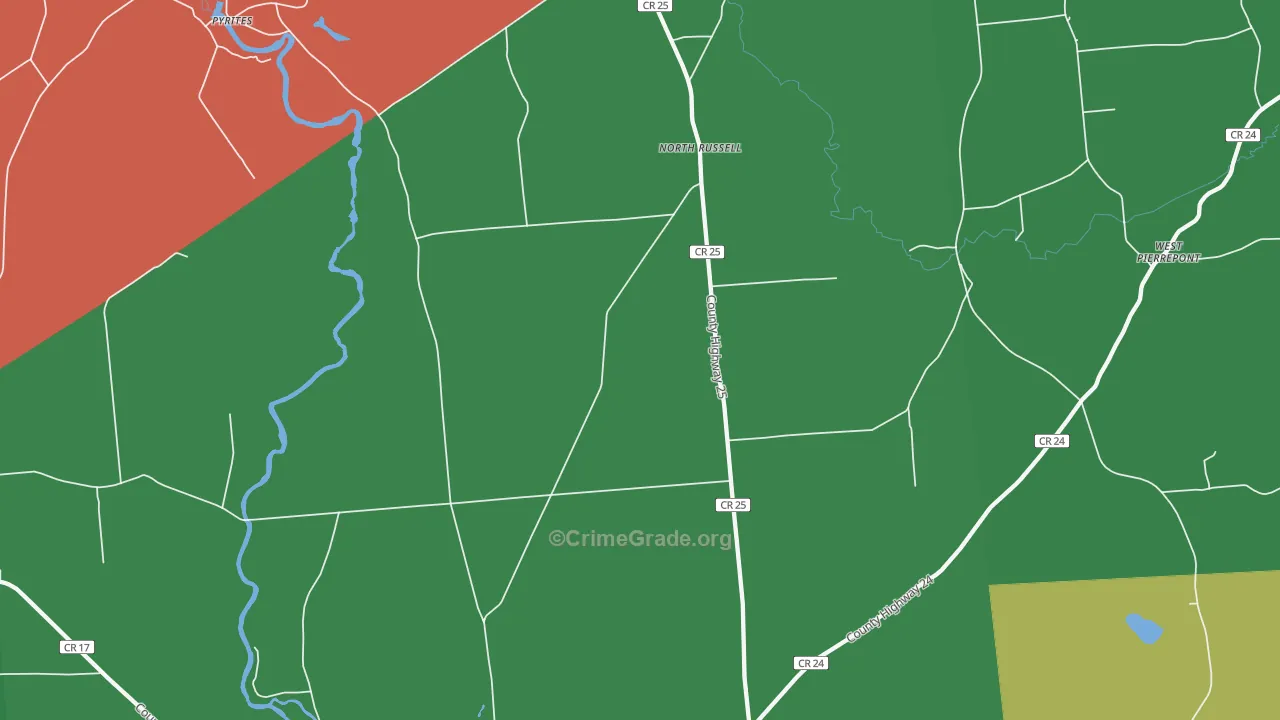 North Russell, NY Map of Drug-Related Crime Rates