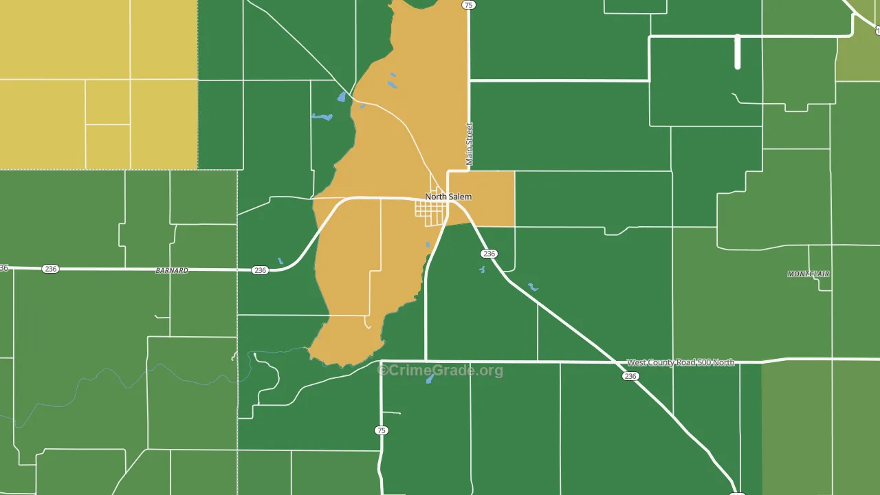 North Salem, IN Map of Drug-Related Crime Rates