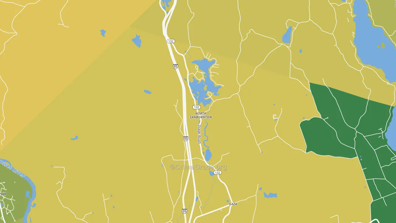 North Sanbornton, NH Map of Drug-Related Crime Rates