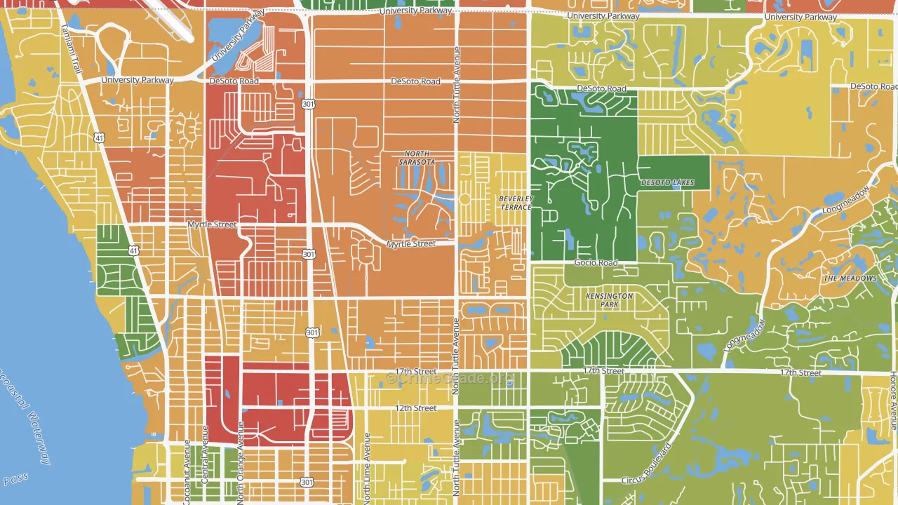 North Sarasota, FL Map of Drug-Related Crime Rates