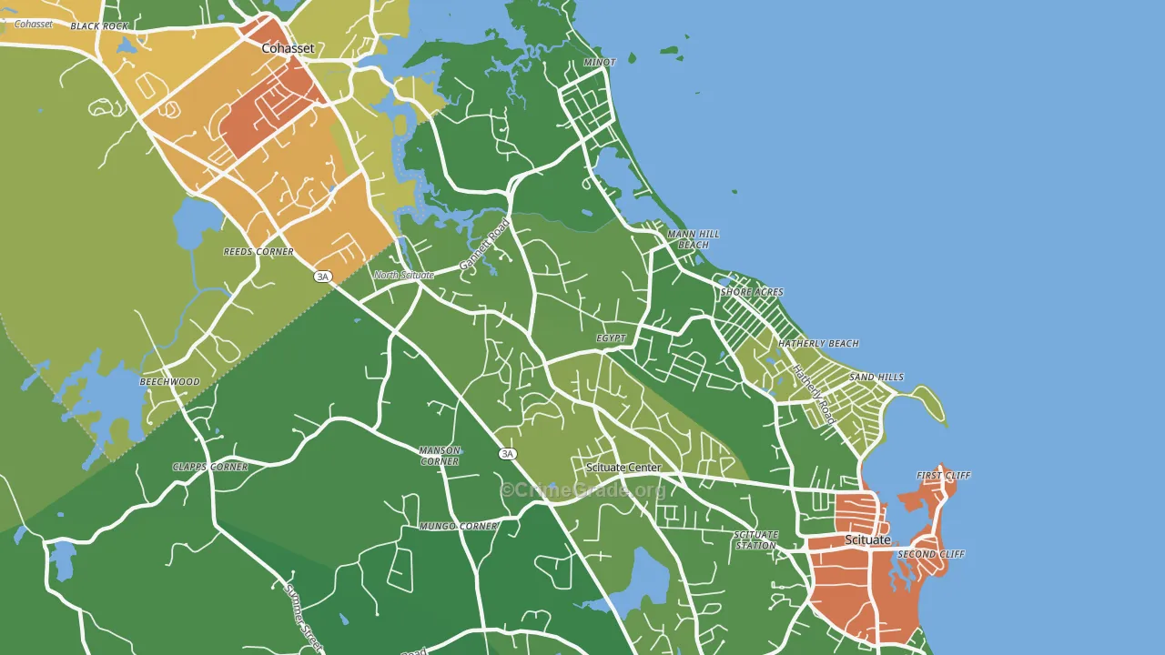 North Scituate, MA Map of Drug-Related Crime Rates