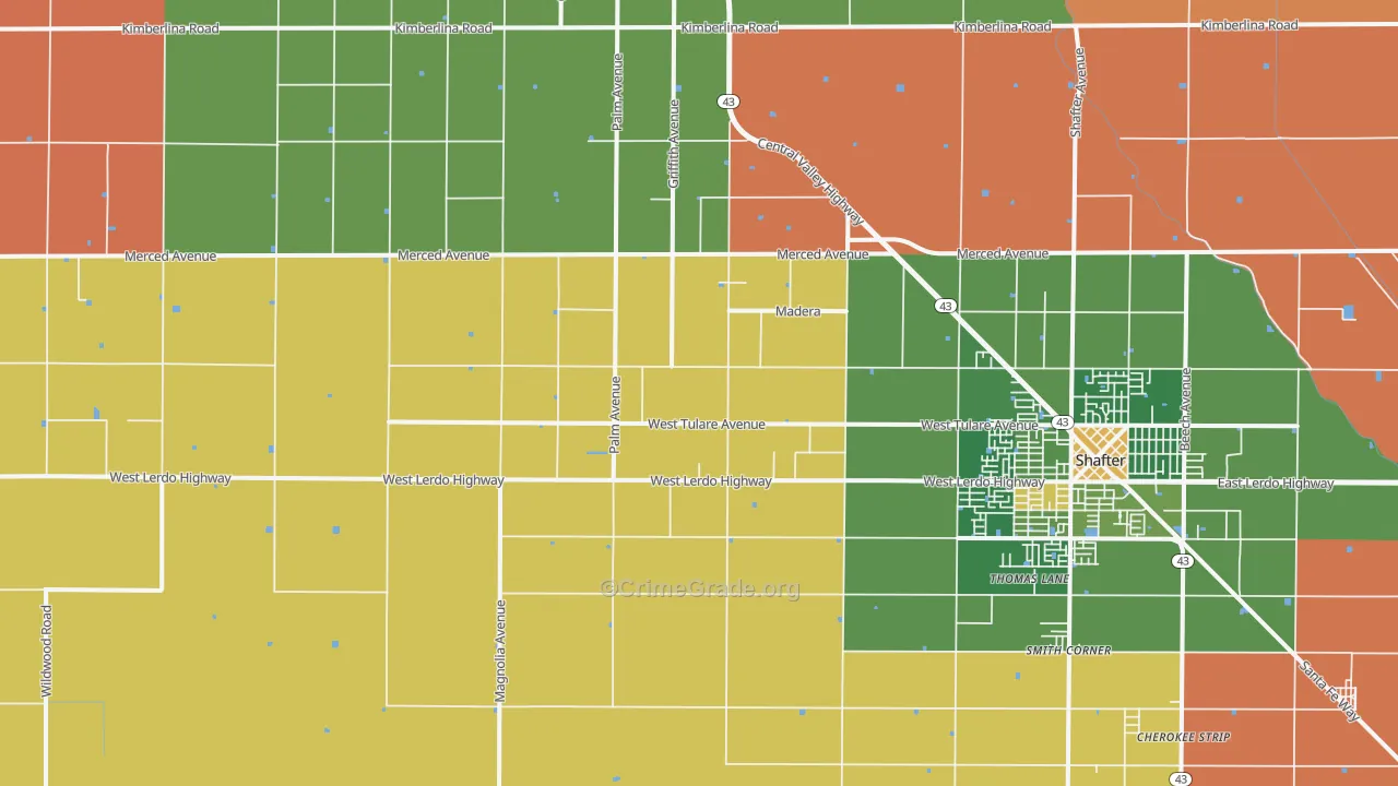 North Shafter, CA Map of Drug-Related Crime Rates