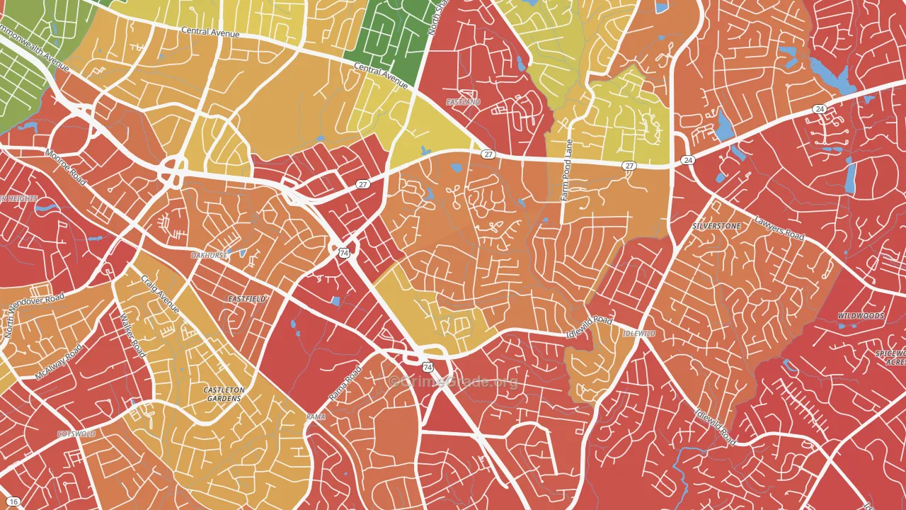 North Sharon Amity, Charlotte, NC Map of Drug-Related Crime Rates