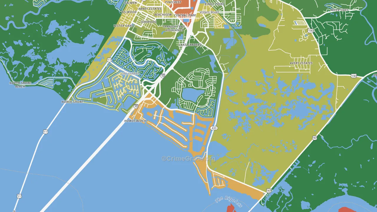 North Shore, LA Map of Drug-Related Crime Rates