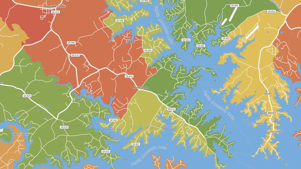 North Shore, VA Map of Drug-Related Crime Rates
