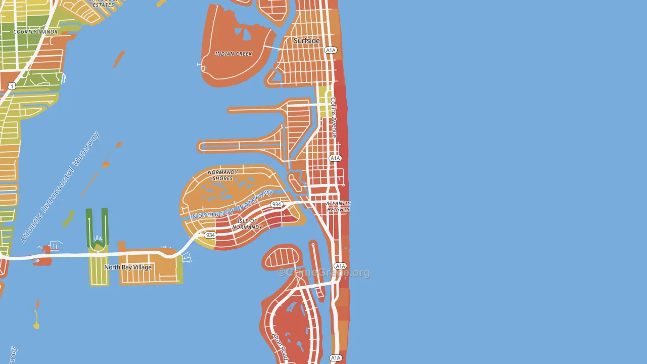 North Shores, North Bay Village, FL Map of Drug-Related Crime Rates