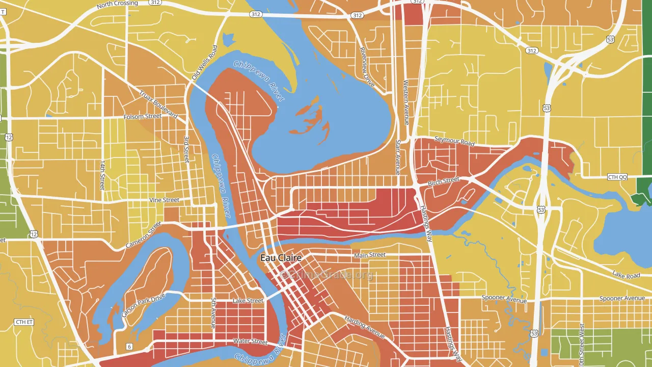 North Side Hill, Eau Claire, WI Map of Drug-Related Crime Rates