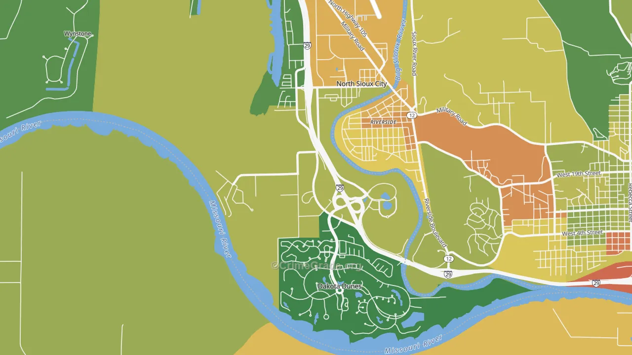 North Sioux City, SD Map of Drug-Related Crime Rates