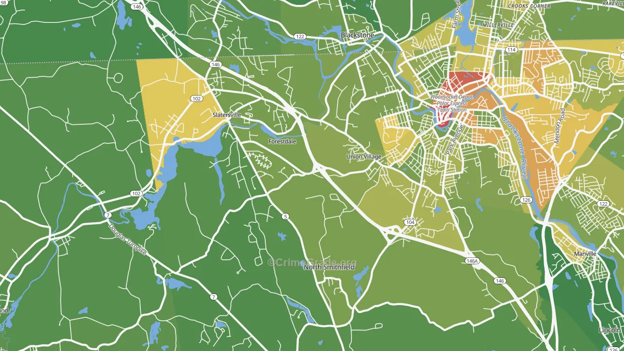 North Smithfield, RI Map of Drug-Related Crime Rates