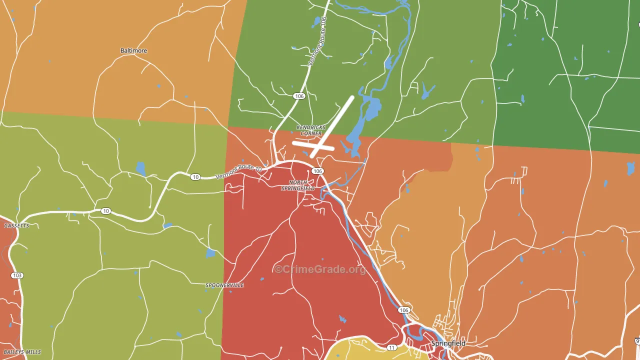 North Springfield, VT Map of Drug-Related Crime Rates